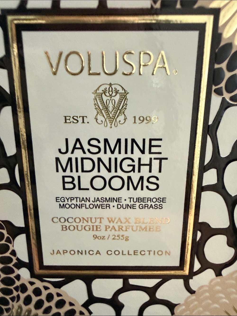 Voluspa Jasmine Midnight Blooms Decorative Box in Cream & Black